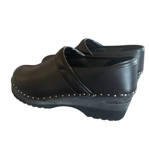 TROENTORPS Mens Size 43/9.5-10 Black Leather Silver Studded Comfort Clogs Sweden main image 3